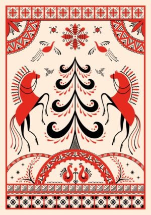 cover1__w600-16208 Блокнот Жили-были. Мезенская роспись «Кони» (формат А5, 144 стр., блинтовое тиснение, тонированный блок)