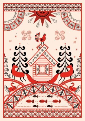 cover1__w600-16209 Блокнот Жили-были. Мезенская роспись «Лиса» (формат А5, 144 стр., блинтовое тиснение, тонированный блок)